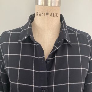 Banana Republic Classic Fit Navy Check Long Sleeve Shirt Size Small